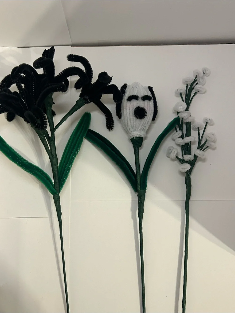 Handmade Pipe Cleaner Floral Stems - Black & White